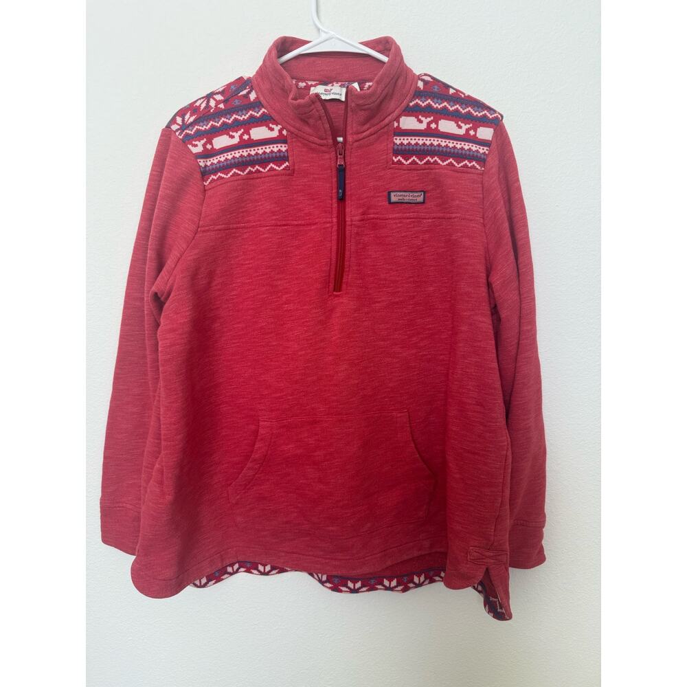 Women’s Vineyard Vines Whale Isle Red Heathered Relaxed Curve Hem Sweater M